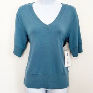 NWT ATHLETA Step Forward Sweatshirt Tee Teal Blue Small
